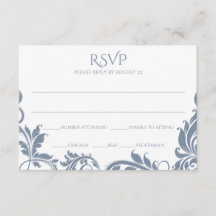 Majestätiska blad RSVP vykort | Damblå