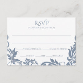 Majestätiska blad RSVP vykort | Damblå