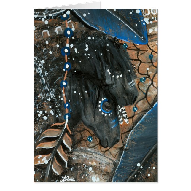 Majestätiska DreamCatcher hästar vid det BiHrLe Hälsningskort (Framsidan)