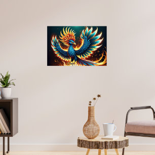Majestätiska Fenix-kam Flammande lågor Poster
