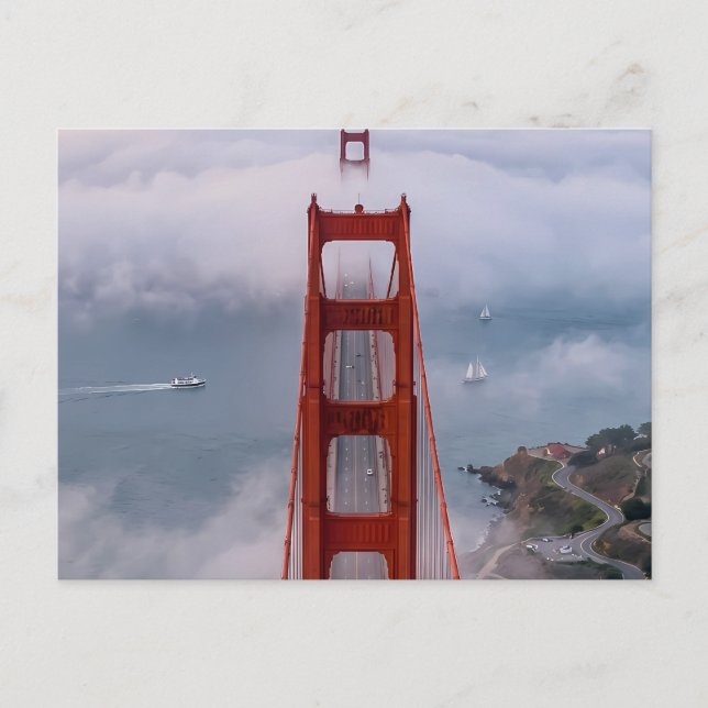 Majestätiska Golden Gate Bridge i dimmiga moln Kon Vykort (Framsida)
