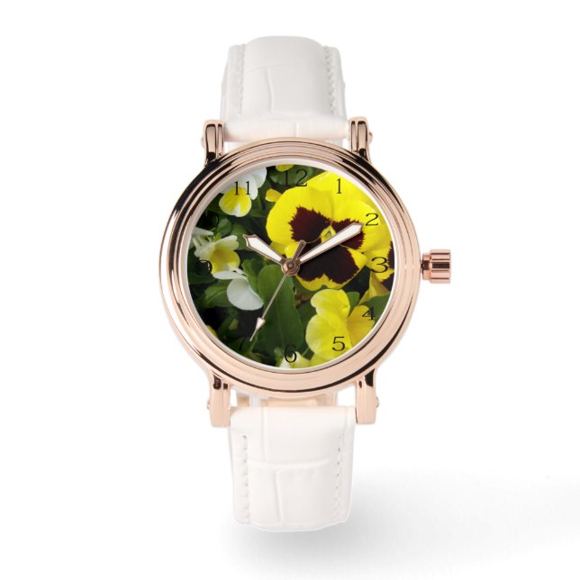 Majestätiska gula penséglädjeämnen, armbandsur (Framsida)