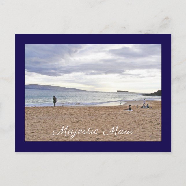 "Majestätiska Maui"/MÄNNISKOR PÅ STRANDEN I VÄNTAN Vykort (Framsida)