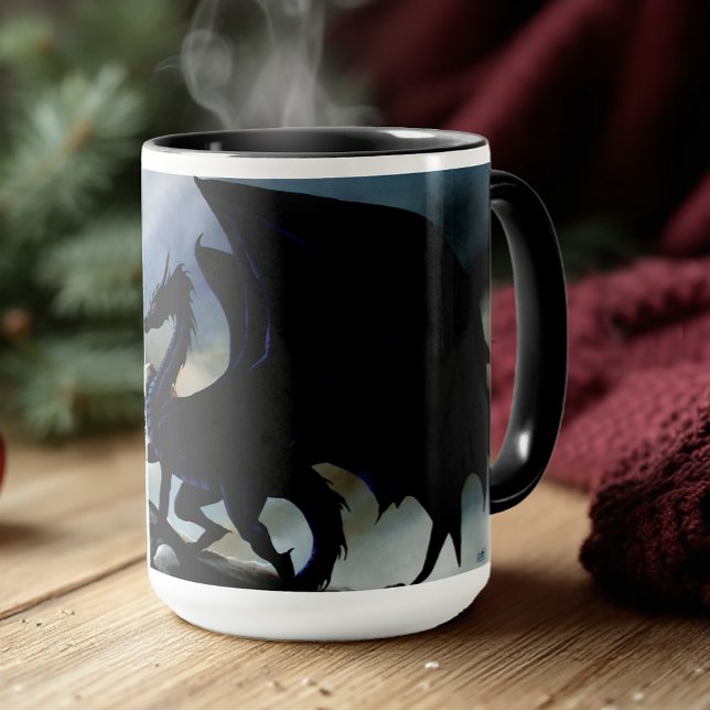 Majestätiska Mörka Drak Svarta Fantasy Berg Mugg (Skapare uppladdad)