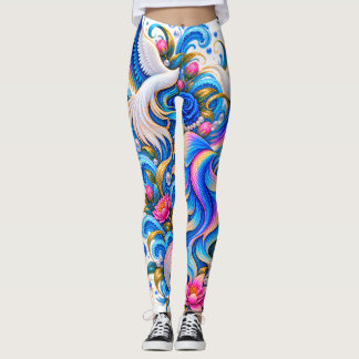 Majestätiska Svan & Lotus Konst Leggings
