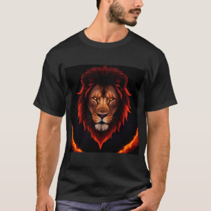 Majestätiskt eldigt lejonporträtt med lysande ögon t shirt