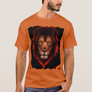 Majestätiskt eldigt lejonporträtt med lysande ögon t shirt