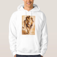 Majestätiskt Guld Lejon Abstrakt Målning Lyxig Kon