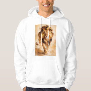 Majestätiskt Guld Lejon Abstrakt Målning Lyxig Kon Hoodie