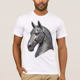 Majestätiskt keltiskt silverhuvud med knutmönster t shirt