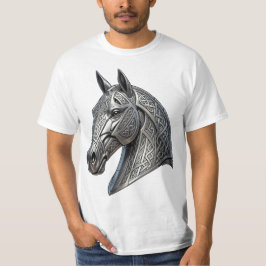 Majestätiskt keltiskt silverhuvud med knutmönster t shirt