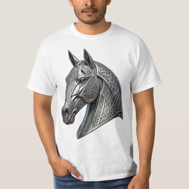 Majestätiskt keltiskt silverhuvud med knutmönster t shirt (Framsida)