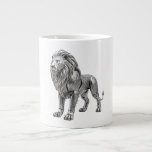Majestätiskt keltiskt silverlejon med invecklad kn jumbo mugg