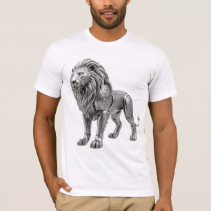 Majestätiskt keltiskt silverlejon med invecklad kn t shirt