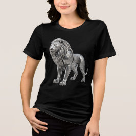 Majestätiskt keltiskt silverlejon med invecklad kn t shirt