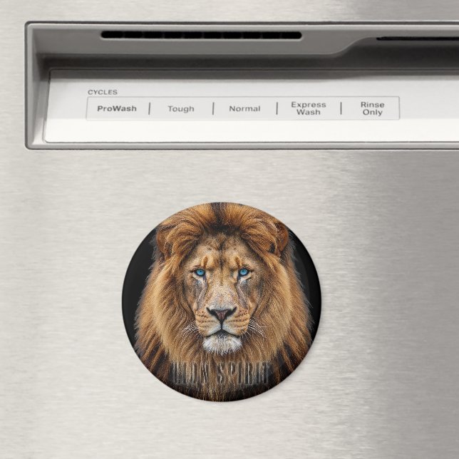 Majestätiskt Lejonansikte med Blå Ögon | Vilda Dju Magnet (In Situ (Dishwasher))