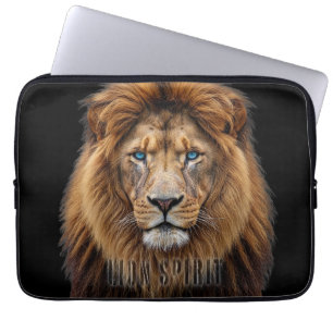 Majestätiskt Lejonansikte med Blå Ögon Wildlife Laptop Fodral