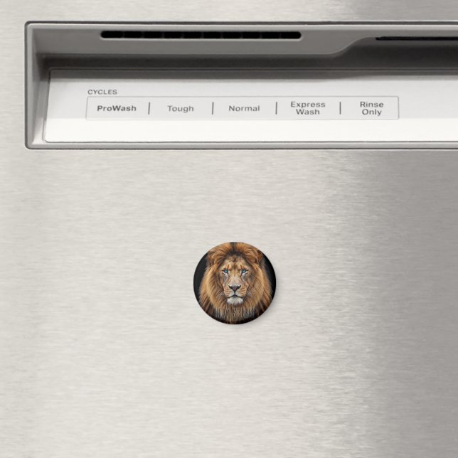 Majestätiskt Lejonansikte med Blå Ögon | Wildlife  Magnet (In Situ (Dishwasher))