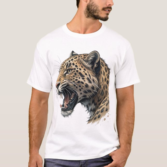 Majestätiskt leopardporträtt herr grafisk t-shirt (Framsida)
