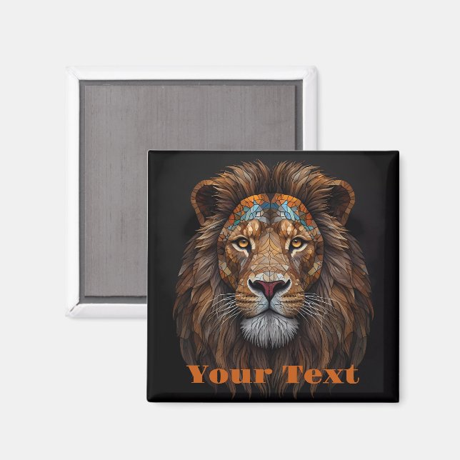 Majestätiskt mosaik lejonhuvud magnet (Front/Back)