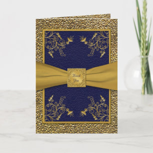 Majestätiskt Navy och Guld Tacksamhetskort Tack Kort