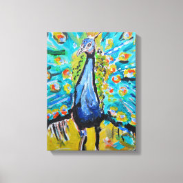 Majestätiskt teal påfågel expressionistiskt canvas