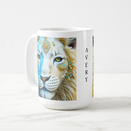 Majestätiskt vitt och guld lejon Personligt Kaffemugg