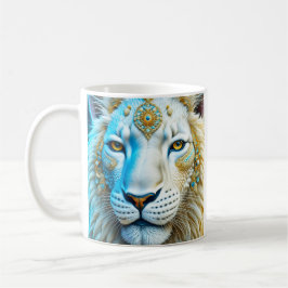 Majestätiskt Vitt och Guld Lejon Personligt Kaffemugg