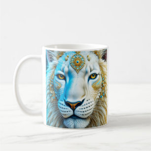 Majestätiskt Vitt och Guld Lejon Personligt Kaffemugg