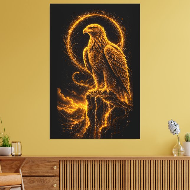 Majestätlig Gyllene Örn Glödande Celestial  Canvastryck (Insitu (Vardagsrum))