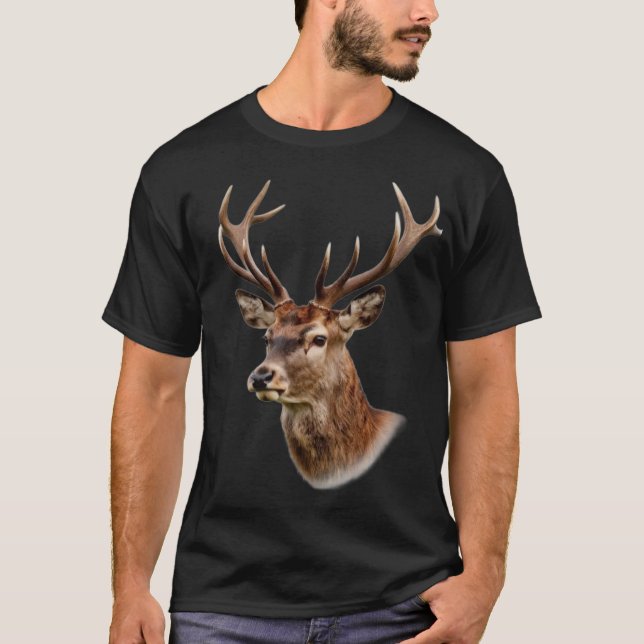 Majestätlig hjort med stora horn t shirt (Framsida)