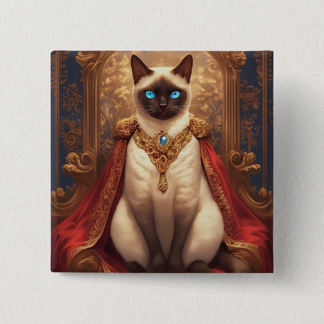 Majestätlig kunglig siamesisk kattporträtt knapp (Framsida)