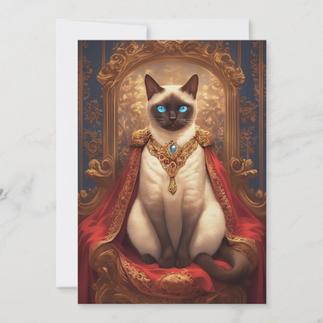 Majestätlig kunglig siamesisk kattporträtt kort (Framsida)