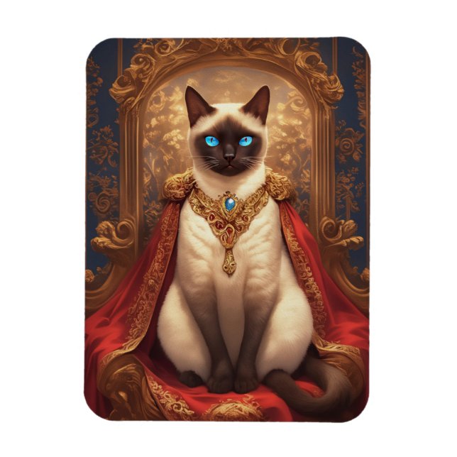 Majestätlig kunglig siamesisk kattporträtt magnet (Vertikal)