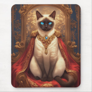 Majestätlig kunglig siamesisk kattporträtt musmatta