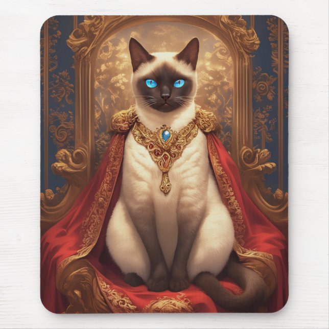 Majestätlig kunglig siamesisk kattporträtt musmatta (Framsidan)