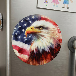Majestätlig Porträtt Av Kalahöök Med Amerikansk Fl Magnet