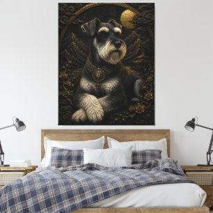 Majestätlig svart guld Schnauzer fantasi konst Canvastryck