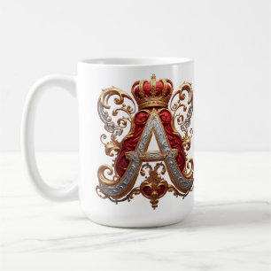Majestätlig utsmyckad bokstav A med krona Kaffemugg