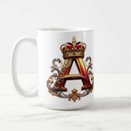Majestätlig utsmyckad bokstav A med krona Kaffemugg