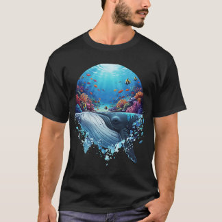 Majestätligt Blåval Korallrev Ocean Vilda Djur T Shirt