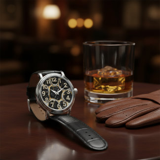 Majestic 3D Sculpted Silver Wolf Wildlife  Armbandsur