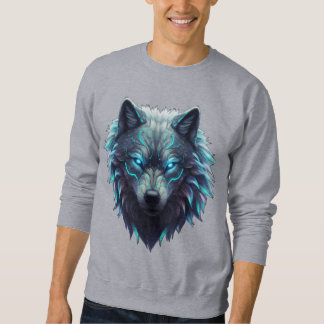 Majestic 3D Varg Graphic Tee - Cyberpunk Forest Sp Lång Ärmad Tröja