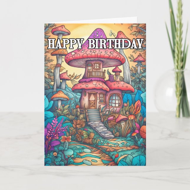 Majestic Abstrakt Mushroom Hut Illustration Kort (Framsida)