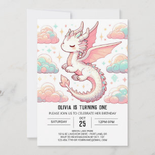 Majestic Adsible Dragon 1:a födelsedagen Inbjudningar
