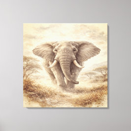 Majestic African Elephant Watercolor Illustration Canvastryck