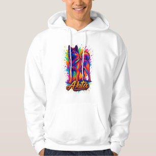 Majestic Akita - Vibrant Colorful Pop Art Illustra Hoodie