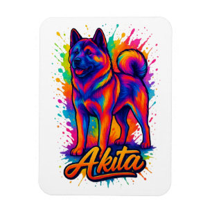 Majestic Akita - Vibrant Colorful Pop Art Illustra Magnet
