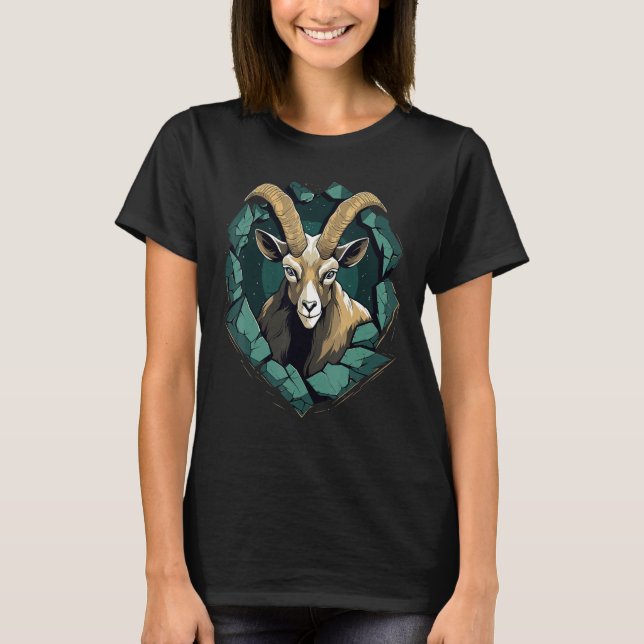 Majestic Alpine Ibex T Shirt (Framsida)
