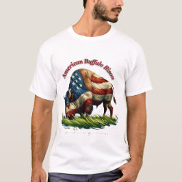 Majestic American Bison Illustrated Flagga T Shirt